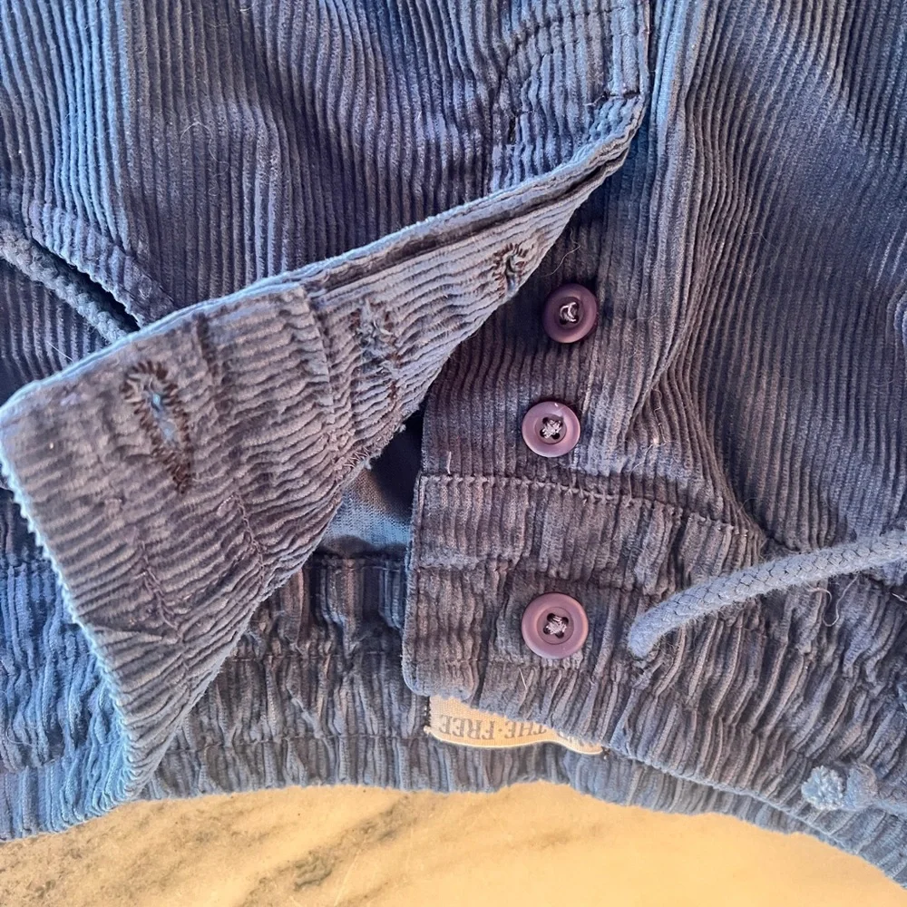 We The Free | Free People Blue Corduroy Pants XS Wide Leg Drawstring Waist - Picture 3 of 9